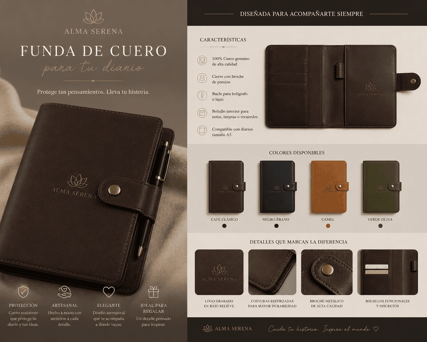 Funda de Cuero para el Diario